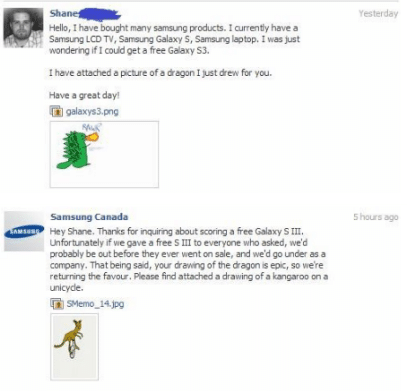 Samsung social media customer service