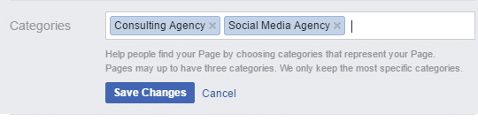 Facebook Page Categories
