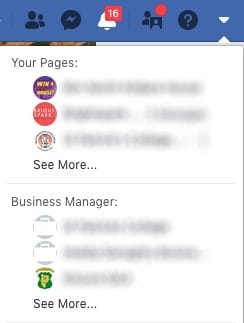 facebook business manager dropdown